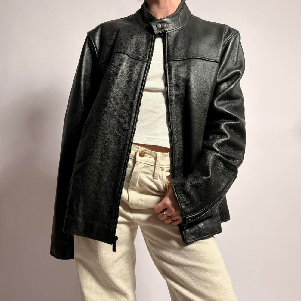 Vintage Street Legal Preformance Leather Moto Jacket - Size Large